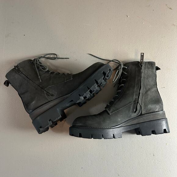 Sam Edelman Garret Platform Combat Boot Size 7 Moonlight Grey Leather - Picture 7 of 11